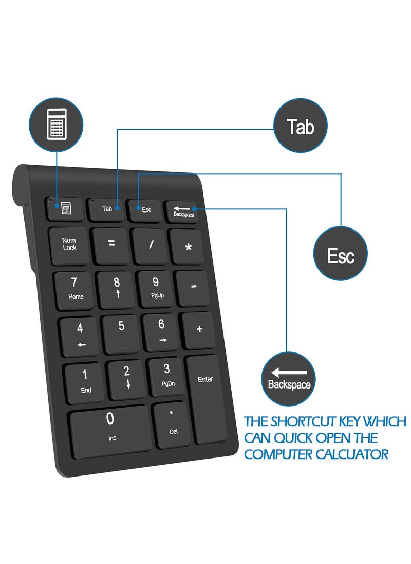 Foloda Wireless Number Pads, Numeric Keypad Numpad 22 Keys Portable 2.4 GHz Financial Accounting Number Keyboard Extensions 10 Key for Laptop, PC, Desktop, Surface Pro, Notebook