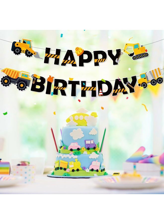 Faisichocalato Construction Birthday Banner Dump Truck Party Decorations Pre-Assembled Builder Bulldozer Excavator Tank Truck Garland Supplies - Image 5