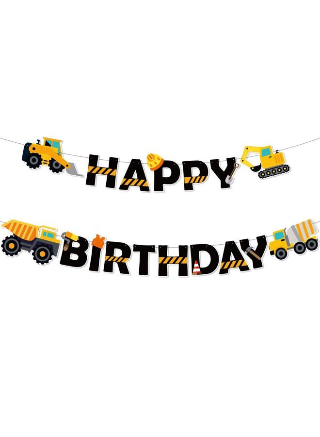 Faisichocalato Construction Birthday Banner Dump Truck Party Decorations Pre-Assembled Builder Bulldozer Excavator Tank Truck Garland Supplies - Image 1