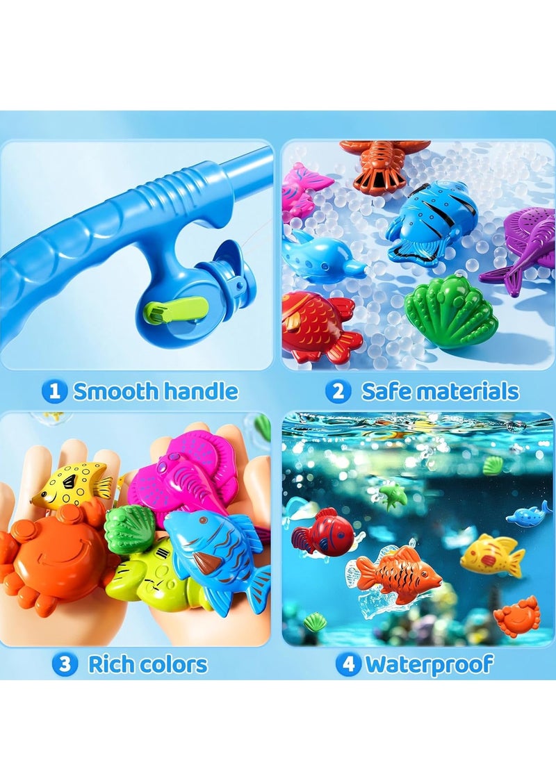 Magnetic Fishing Pool Toy Game for Kids 3-5 4-8 Years Old, Fishing Water Table Bathtub Toy with Inflatable Pool Pole Net Plastic Floating Fish, Aqua Pool Outdoor Toy for Toddler Babies - Image 5