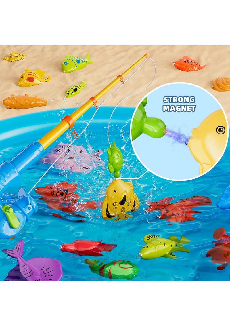 Magnetic Fishing Pool Toy Game for Kids 3-5 4-8 Years Old, Fishing Water Table Bathtub Toy with Inflatable Pool Pole Net Plastic Floating Fish, Aqua Pool Outdoor Toy for Toddler Babies - Image 4