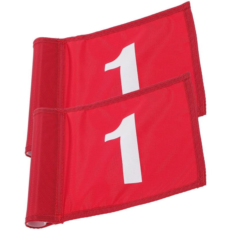 Portable Golf Practice Flags Set Of 2 Red Numbered Training Targets For Putting Green - Image 2