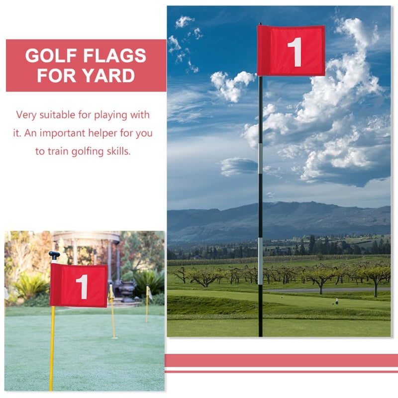 Portable Golf Practice Flags Set Of 2 Red Numbered Training Targets For Putting Green - Image 4