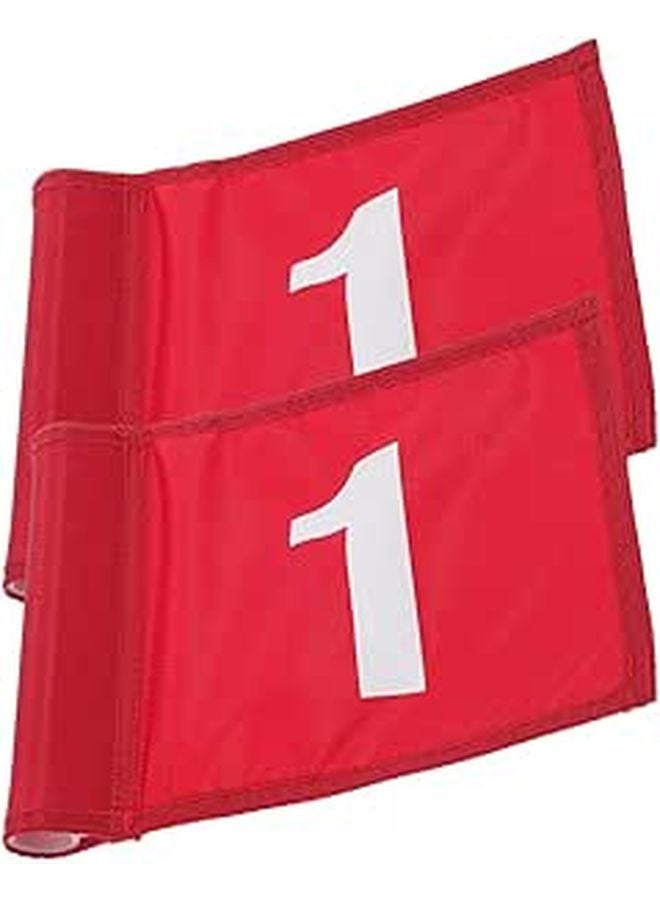 Portable Golf Practice Flags Set Of 2 Red Numbered Training Targets For Putting Green - Image 1