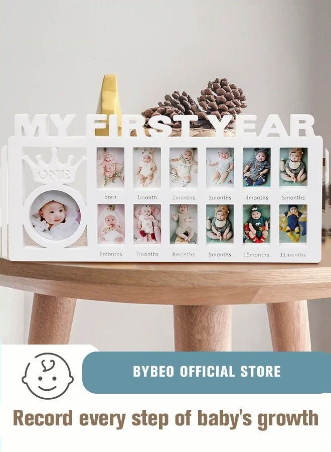 DURKU First Year Newborn Keepsake Frame 12 Months Milestone Photo Frames Baby Shower And Album Gifts - Image 1