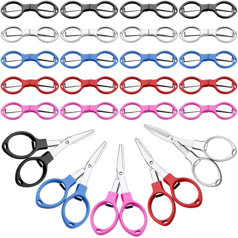 25 Pcs Mini Folding Scissors Small Foldable Travel Stainless Steel Portable Shears Bulk Badge Scissors for Nurses Glasses Shaped Anti Rust Sewing Cutter for Nurse Week Gifts Back to School Office