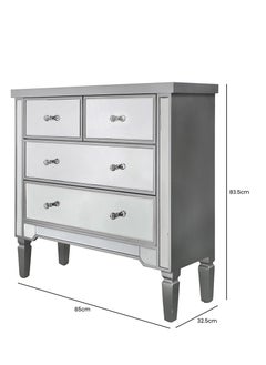 VANITY LIVING VANITY LIVING Stylish Chest of Drawers with 4 Drawers - Treviso Silver Mirrored Finish - Elegant and Functional Storage Solution for Bedroom or Living Room - Durable, Modern Design with Reflective Silver Accents  - Image 2
