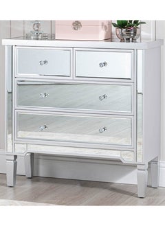 VANITY LIVING VANITY LIVING Stylish Chest of Drawers with 4 Drawers - Treviso Silver Mirrored Finish - Elegant and Functional Storage Solution for Bedroom or Living Room - Durable, Modern Design with Reflective Silver Accents  - Image 3