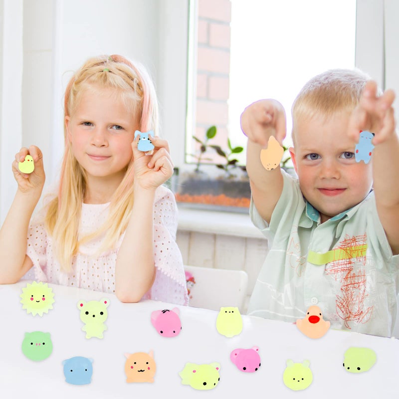 Outee 16 Pcs Mochi Toys Mini Mochi Animals Toys Glow in The Dark Toys Stress Relief Toys Bulk Mochi Cat Random Halloween Kids Party Favors for Goodie Bag Stuffers - Image 4