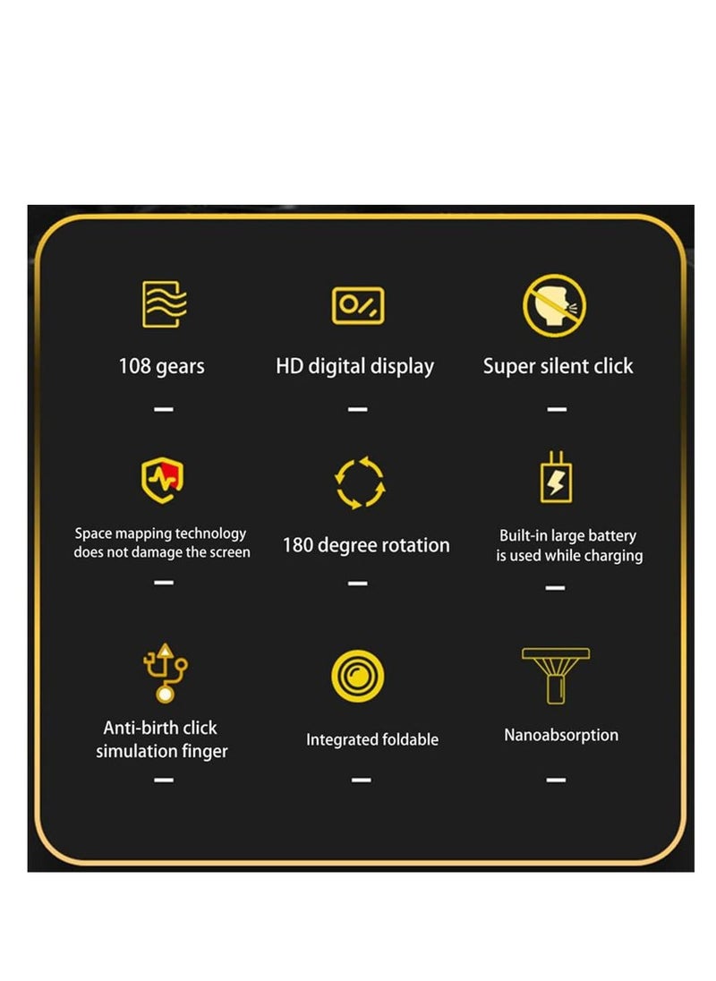 Screen Auto Clicker Tapper, for Smart Phone Apps Video Live Streaming Gadget Fast Click, Simulation Finger Continuous Click for Games, Live Broadcasts Likes, Reward Tasks, Mute Design (Black)