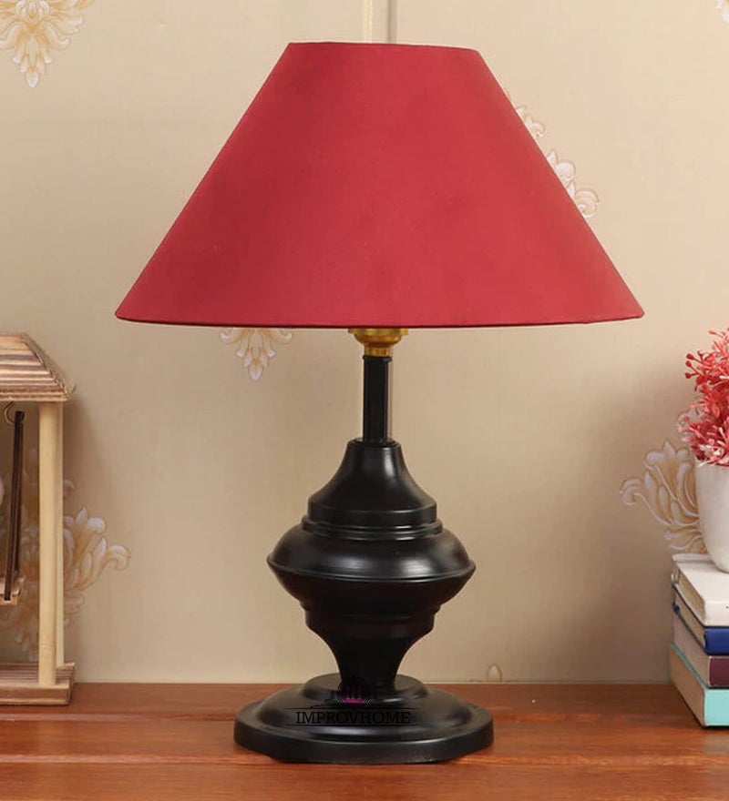 Improvhome Traditional Table Lamps Red Color Shade Table Lamp with Black Metal Base for Decor for Living Room Bedroom House Bedside Nightstand Home Office Entryway Family - Regency Hill - Image 2