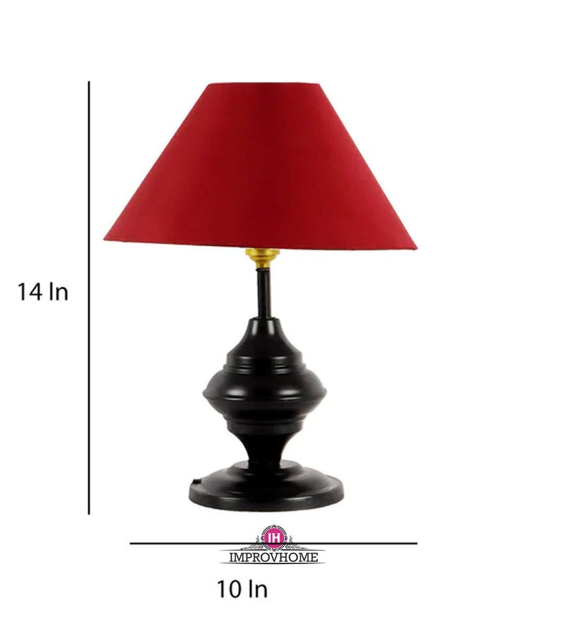 Improvhome Traditional Table Lamps Red Color Shade Table Lamp with Black Metal Base for Decor for Living Room Bedroom House Bedside Nightstand Home Office Entryway Family - Regency Hill - Image 4