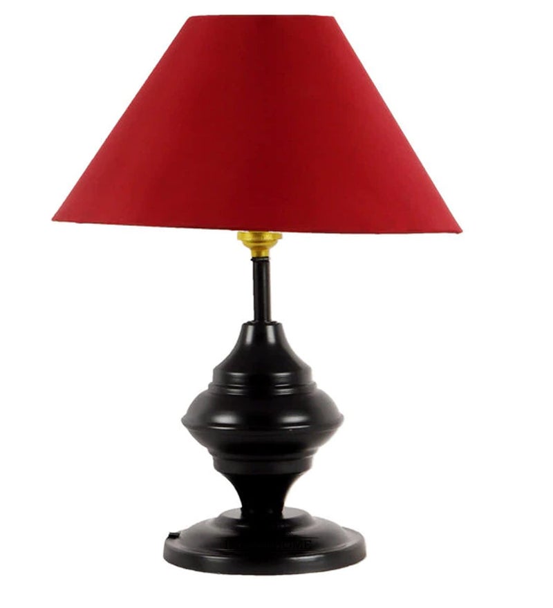 Improvhome Traditional Table Lamps Red Color Shade Table Lamp with Black Metal Base for Decor for Living Room Bedroom House Bedside Nightstand Home Office Entryway Family - Regency Hill - Image 3