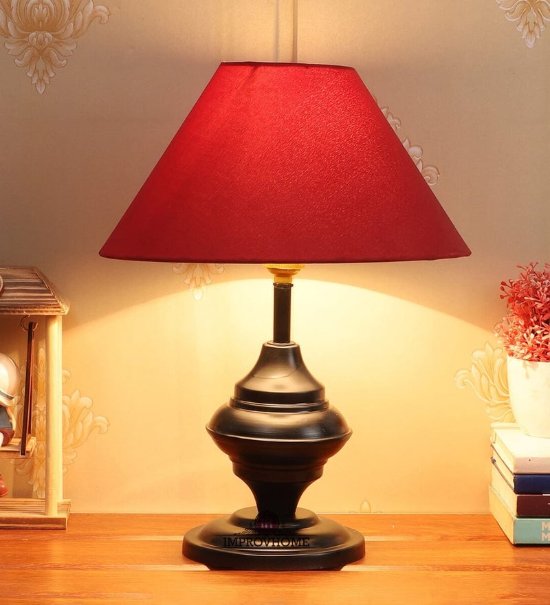 Improvhome Traditional Table Lamps Red Color Shade Table Lamp with Black Metal Base for Decor for Living Room Bedroom House Bedside Nightstand Home Office Entryway Family - Regency Hill - Image 1