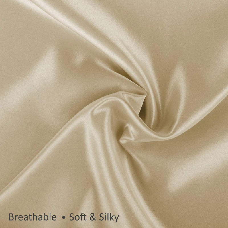 SHOPBEDDING ShopBedding Luxury Satin Pillowcase for Hair - King Satin Pillowcase with Zipper  Champagne (Pillowcase Set of 2) - Blissford  - Image 4