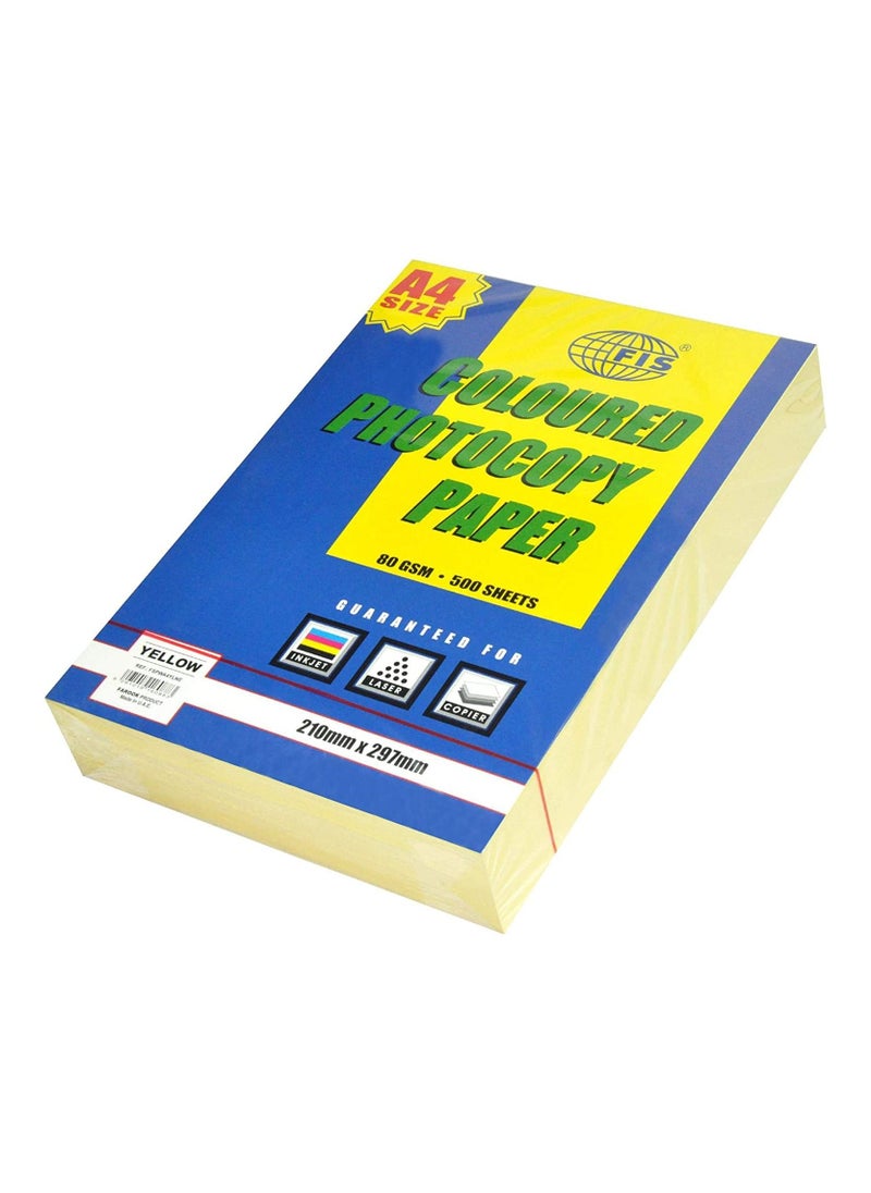 FIS FIS Pastel Color Photocopy Paper, 500 Sheets, 80 gsm, Pastel Yellow Color, A4 Size - FSPWA4YLNE 