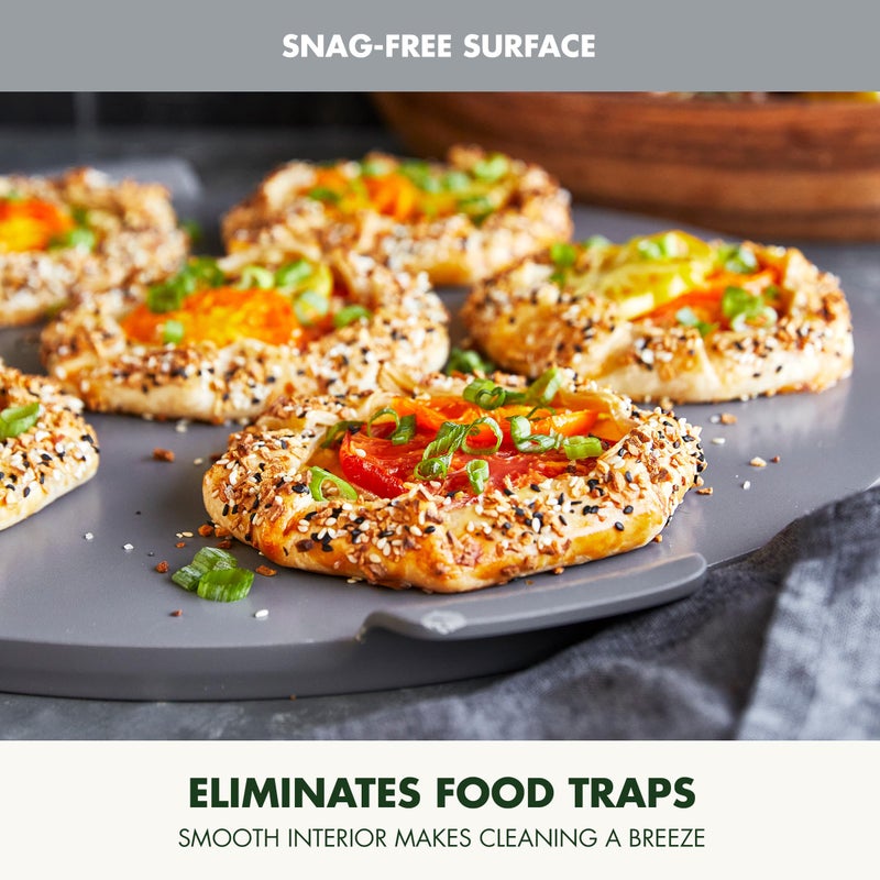 GreenPan Premiere Ovenware Healthy Ceramic Nonstick 16.5" Pizza Pan, PFAS-Free, Warp-Free Bakeware, Durable Quick Heating Baking Tray, Oven and Broiler Safe to 600F, Dishwasher Safe, Gray - Image 4