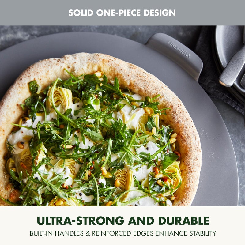 GreenPan Premiere Ovenware Healthy Ceramic Nonstick 16.5" Pizza Pan, PFAS-Free, Warp-Free Bakeware, Durable Quick Heating Baking Tray, Oven and Broiler Safe to 600F, Dishwasher Safe, Gray - Image 2