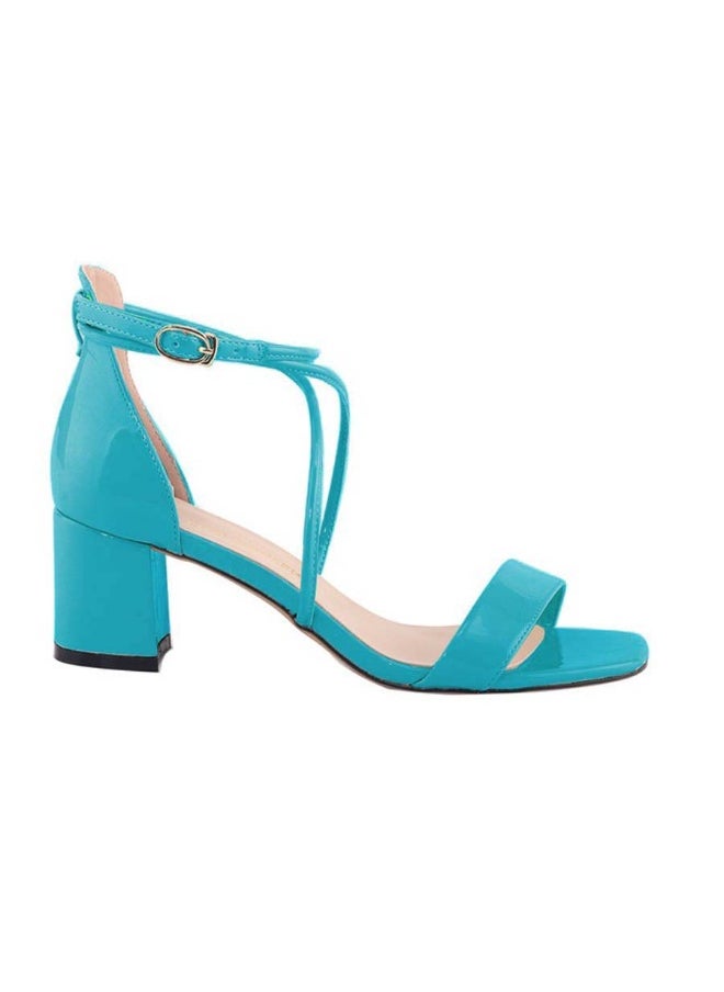 Loquat One-Strap Open-Toe Versatile Chunky-Heel Sandals 3-5cm turquoise  - Image 2