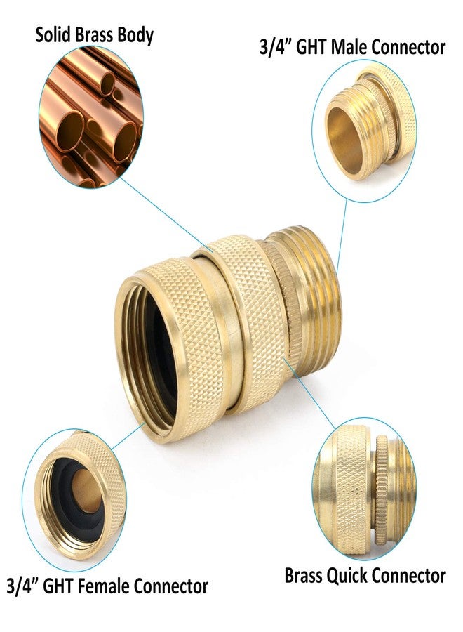 STYDDI Brass Garden Hose Quick Connect Fitting, 3 Set 3/4” GHT Solid Brass Water Hose Quick Connector with Male and Female, Full Flow, with 4 Washers - Image 3