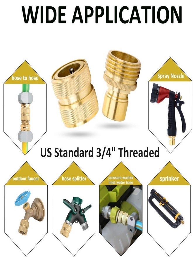 STYDDI Brass Garden Hose Quick Connect Fitting, 3 Set 3/4” GHT Solid Brass Water Hose Quick Connector with Male and Female, Full Flow, with 4 Washers - Image 5