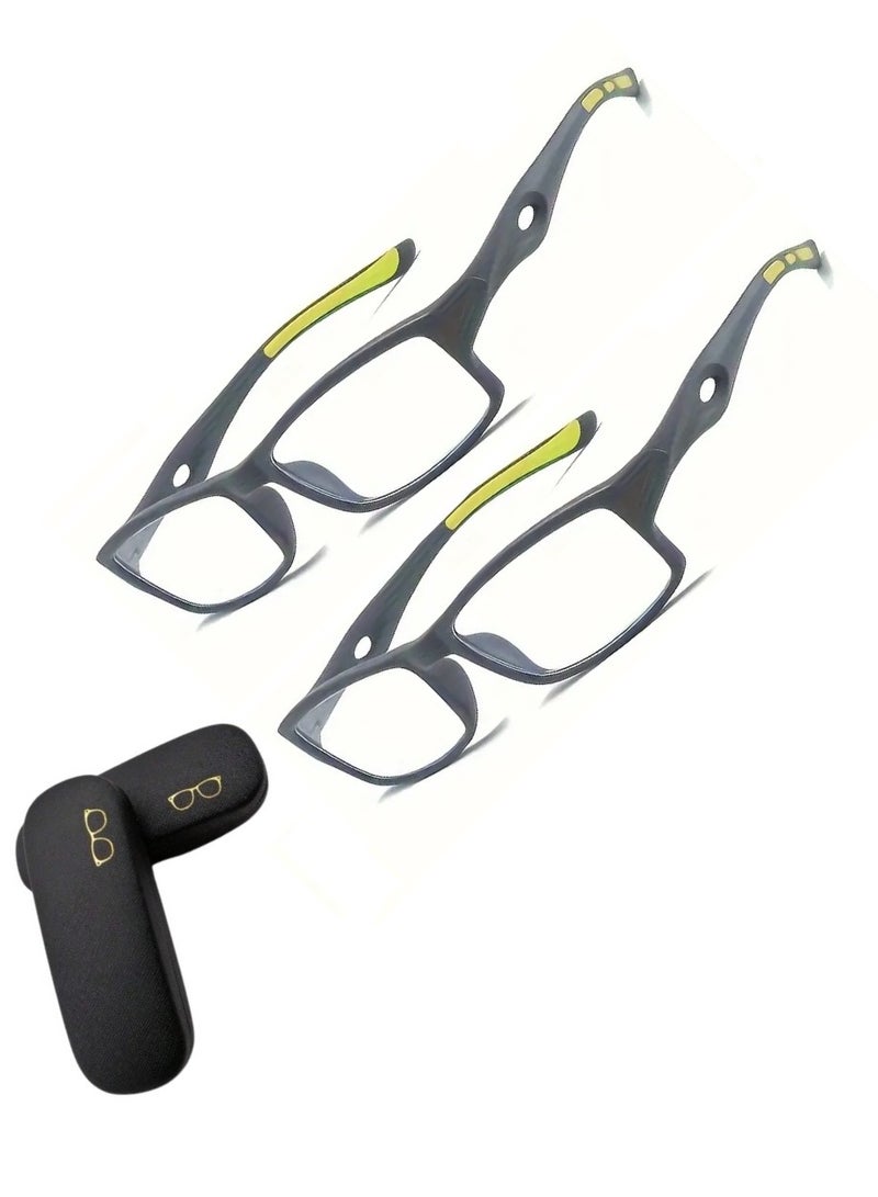 فيو نظارة قراءة خفيفة مستطيلة من البولي كربونات بإطار كامل 1.5 ديوبتر  بعدسات ايه سي حاجبة للضوء الأزرق والأشعة فوق البنفسجية ومريحة للعين للعمل والمنزل + جراب صلب مكسو بالجلد  للحفظ بعد الإستخدام - Image 5