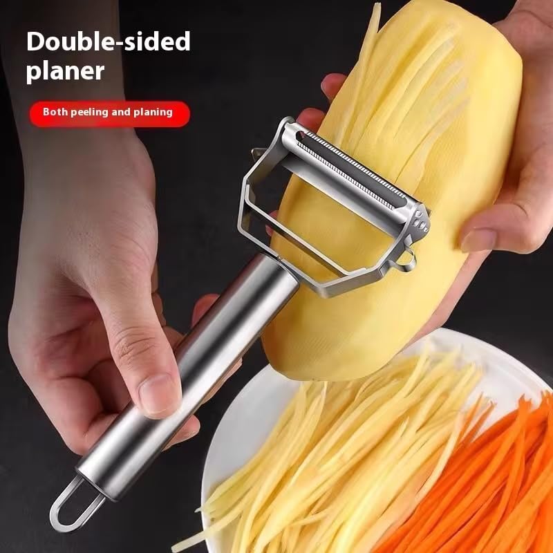 GOPINATH ECOM GopinathEcom 2 in 1 Stainless Steel Julienne Vegetable Peeler Multi-Functional Fruit & Veggie Shredder Slicer and Grater for Potatoes, Carrots, Cucumbers (Heavy Quality) - Image 3