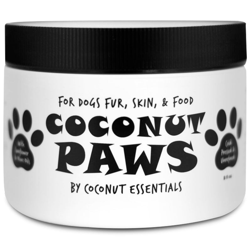 Coconut Essentials Coconut Paws Coconut Oil for Dogs Skin and Coat, Itching Relief, Hot spot Treatment for Dogs, Hair Loss, aceite de Coco para Perros | w/Olive & Sunflower | Vet Recommended 8oz - COCONUT ESSENTIALS - Image 1