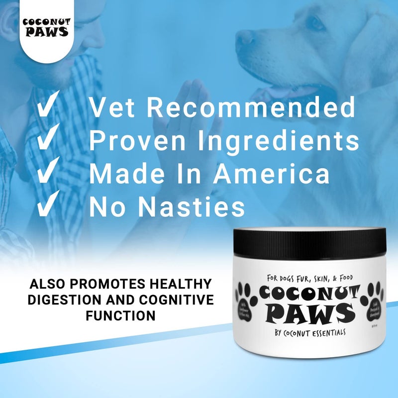 Coconut Essentials Coconut Paws Coconut Oil for Dogs Skin and Coat, Itching Relief, Hot spot Treatment for Dogs, Hair Loss, aceite de Coco para Perros | w/Olive & Sunflower | Vet Recommended 8oz - COCONUT ESSENTIALS - Image 5