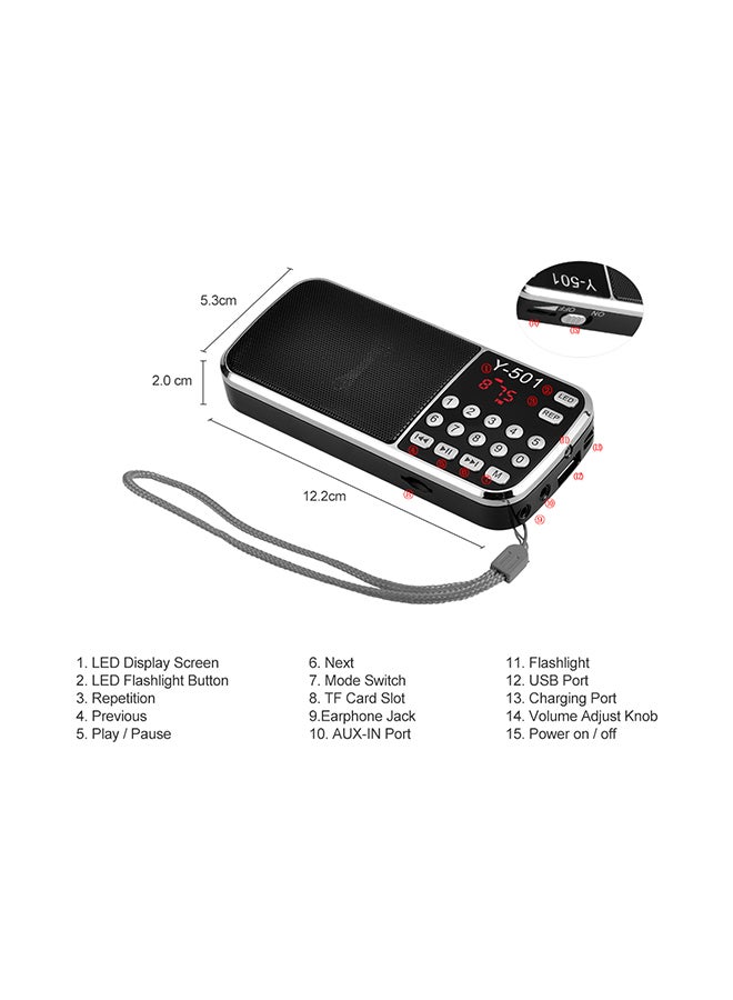 Digital Portable MP3 Speaker Audio Player V344 Black/Grey - Image 3