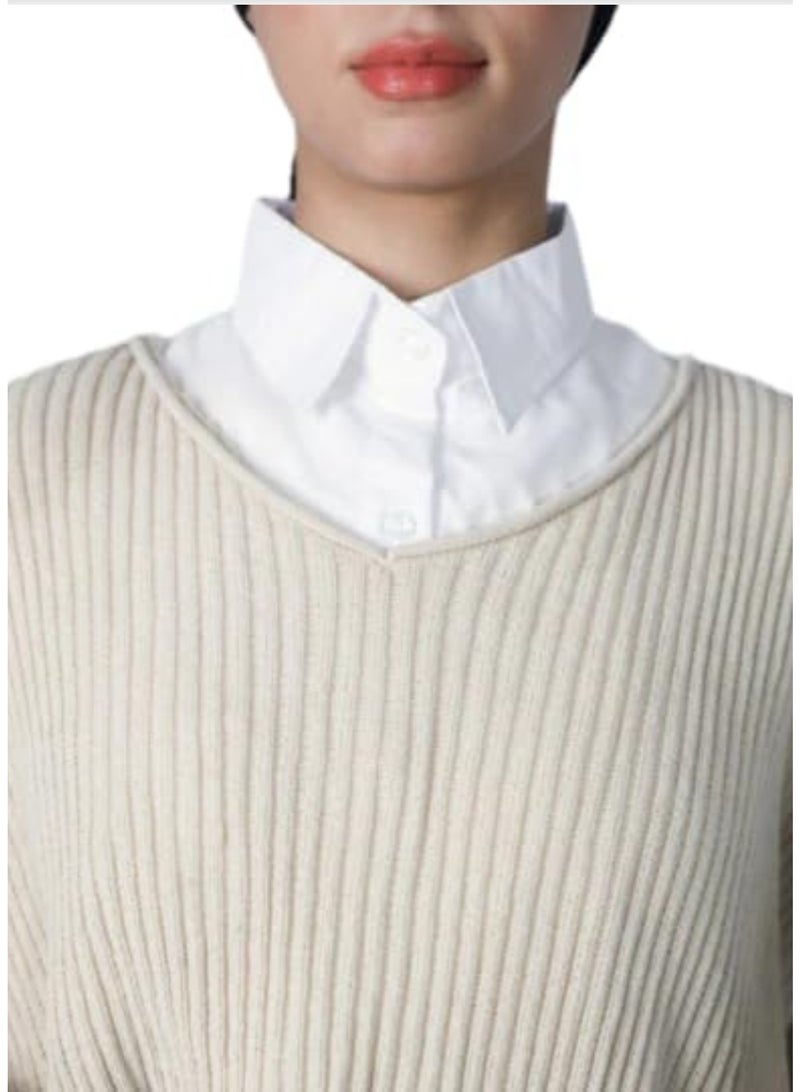 Le Voile Buttoned Chemise Collar For Women - Perfect for Casual Outings and Special Occasions - Easy-to-Wear Hijab White, One Size - Image 1