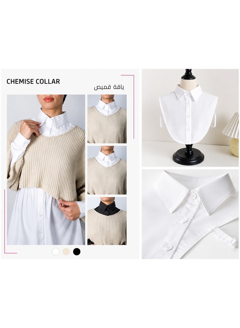 Le Voile Buttoned Chemise Collar For Women - Perfect for Casual Outings and Special Occasions - Easy-to-Wear Hijab White, One Size - Image 4
