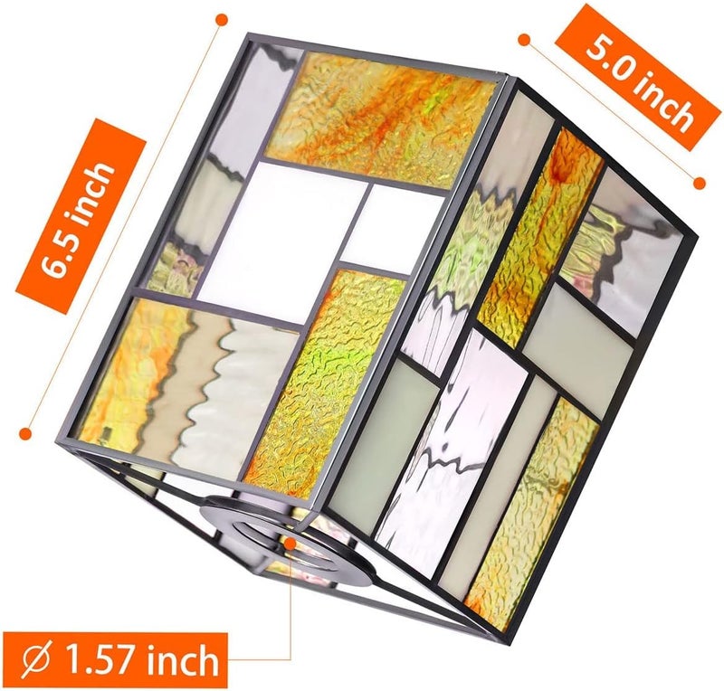 Artzone ظلة مصباح تيفاني من ARTZONE W5 x H6 ظلة زجاج ملون مصنوعة يدويًا لاستبدال ظلة المصباح ثريا إضاءة معلقة مصابيح حائط مصباح طاولة ضوء أرضي لون أخضر فاتح - Image 2