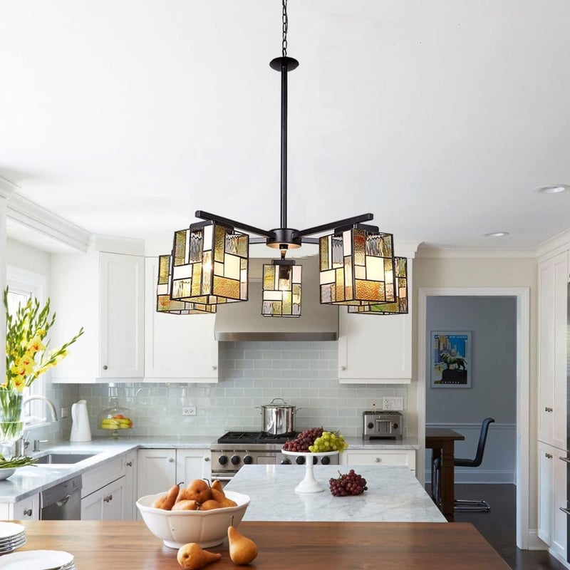 Artzone ظلة مصباح تيفاني من ARTZONE W5 x H6 ظلة زجاج ملون مصنوعة يدويًا لاستبدال ظلة المصباح ثريا إضاءة معلقة مصابيح حائط مصباح طاولة ضوء أرضي لون أخضر فاتح - Image 4