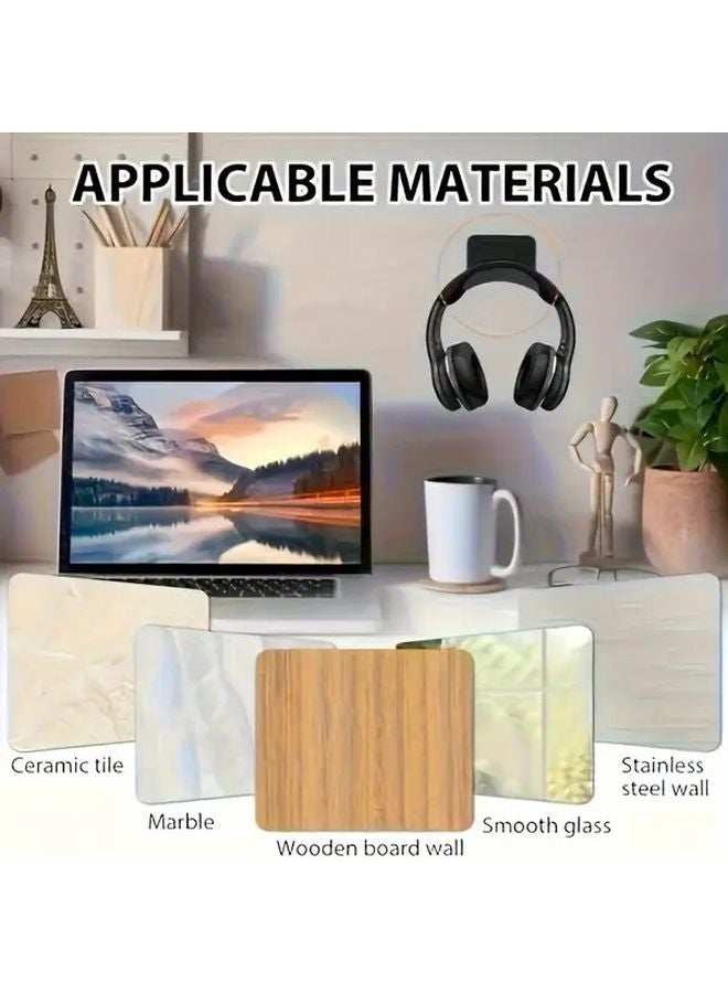 2 Pack White Modern No Drill Headset Wall Mounts For Headphones Game Controllers - Image 5