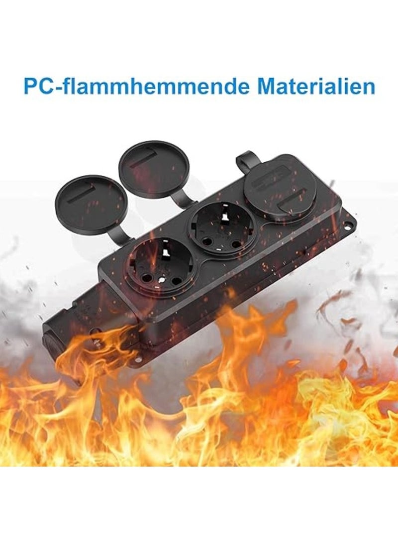 3-Way Outdoor Socket with Flip Lids - Image 2