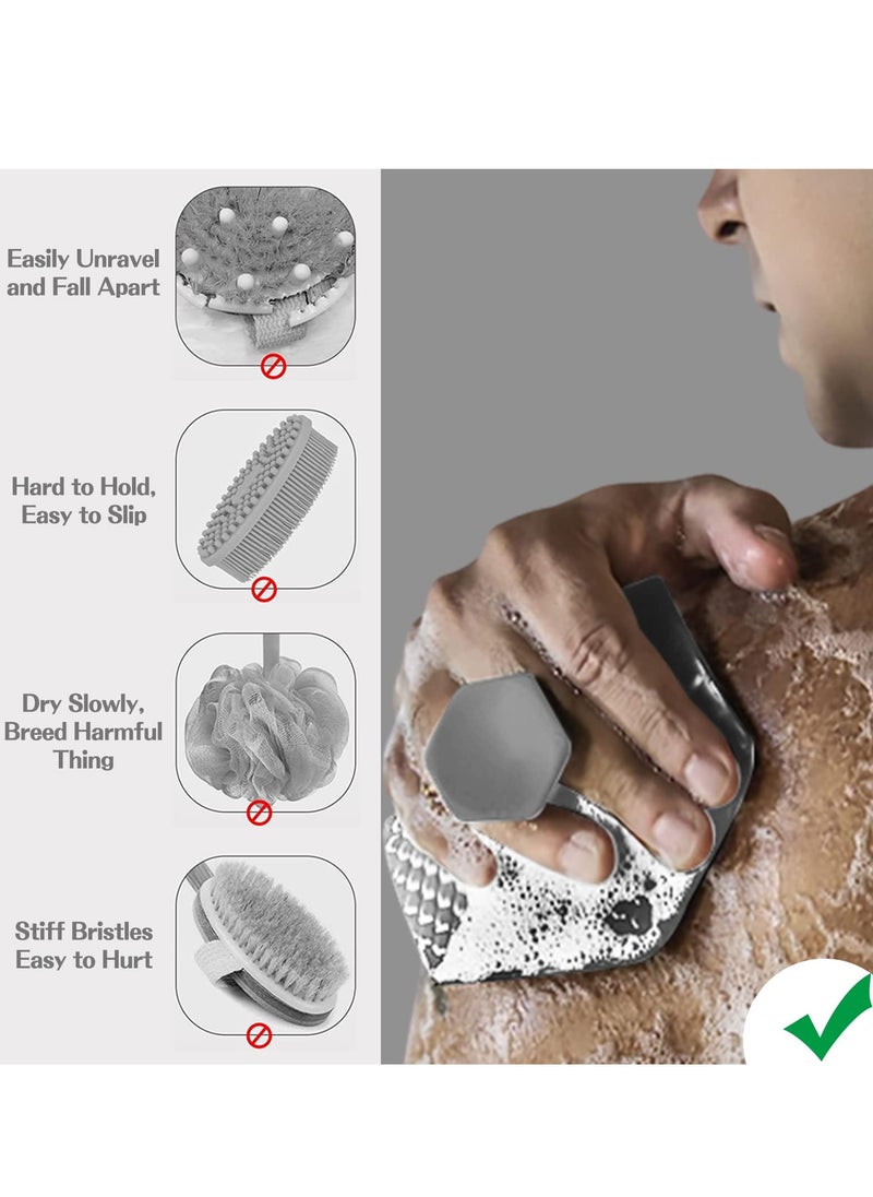 Excefore - Body Scrubber & Storage Hook Set, Silicone Shower & Bathroom Accessory, Features Silicone-Grip Technology - Image 1