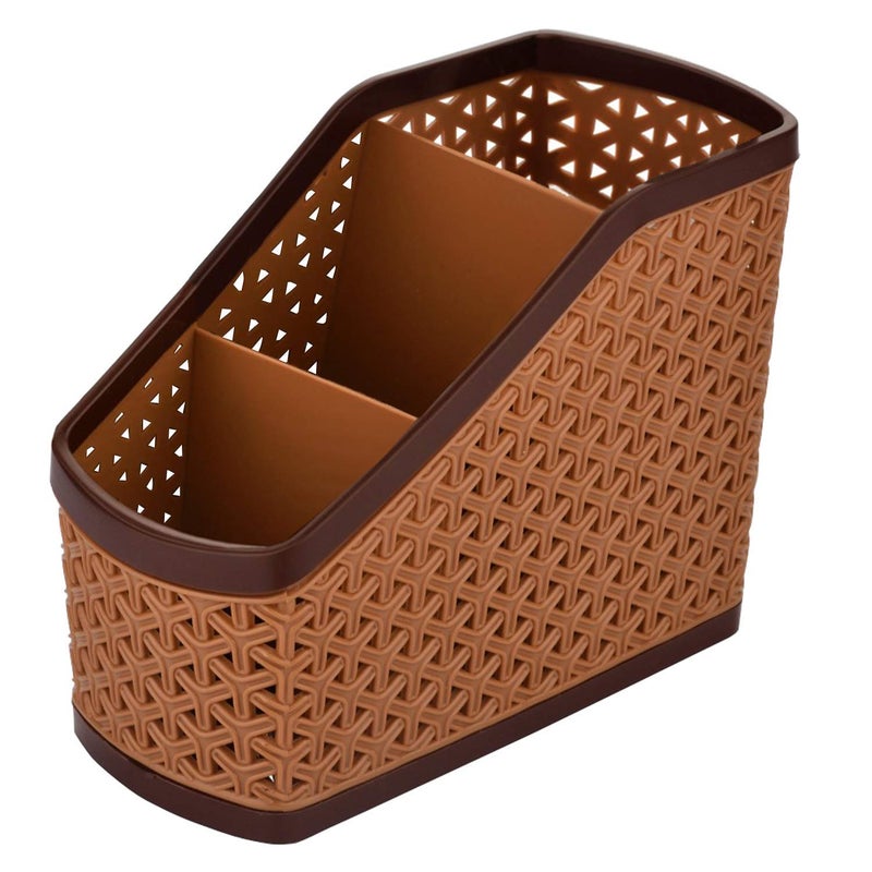 Kuber Industries Kuber Industries Plastic 3 Pieces Multi-Purpose Compact Desk Storage Organizer Stationary Box for Case Pen Pencil Holder, Plastic Cosmetics, Make Up Organizer Container(Beige)-KUBMART3233  - Image 3
