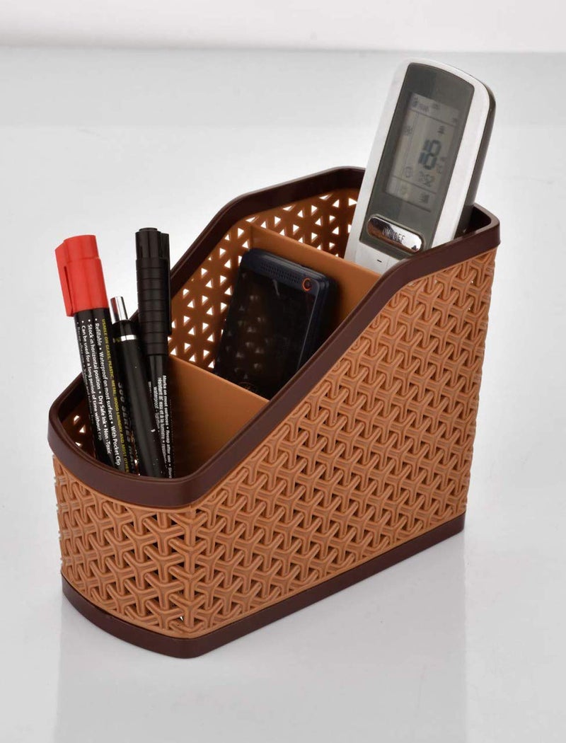 Kuber Industries Kuber Industries Plastic 3 Pieces Multi-Purpose Compact Desk Storage Organizer Stationary Box for Case Pen Pencil Holder, Plastic Cosmetics, Make Up Organizer Container(Beige)-KUBMART3233  - Image 2