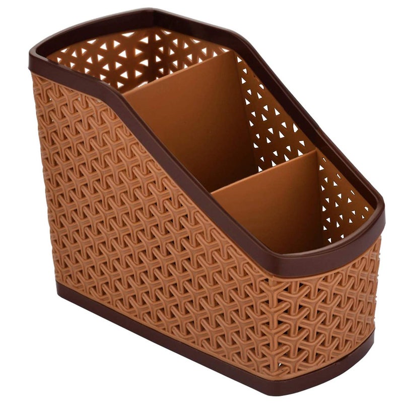 Kuber Industries Kuber Industries Plastic 3 Pieces Multi-Purpose Compact Desk Storage Organizer Stationary Box for Case Pen Pencil Holder, Plastic Cosmetics, Make Up Organizer Container(Beige)-KUBMART3233  - Image 5
