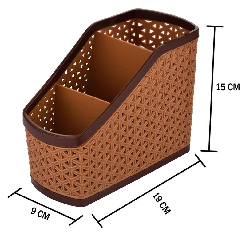 Kuber Industries Kuber Industries Plastic 3 Pieces Multi-Purpose Compact Desk Storage Organizer Stationary Box for Case Pen Pencil Holder, Plastic Cosmetics, Make Up Organizer Container(Beige)-KUBMART3233  - Image 4