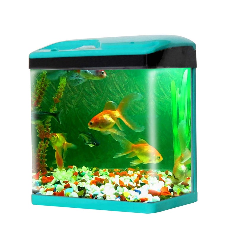 Smiling Pets Crystal Clear 15-Liter Complete Aquarium: Perfect for Home and Office Decoration with LED Lighting and Advanced Filtration (SOBO-300F) CAPACITY-15L (Blue) - Image 1