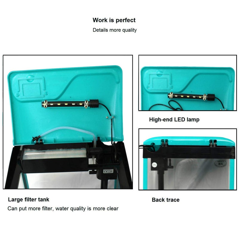 Smiling Pets Crystal Clear 15-Liter Complete Aquarium: Perfect for Home and Office Decoration with LED Lighting and Advanced Filtration (SOBO-300F) CAPACITY-15L (Blue) - Image 4