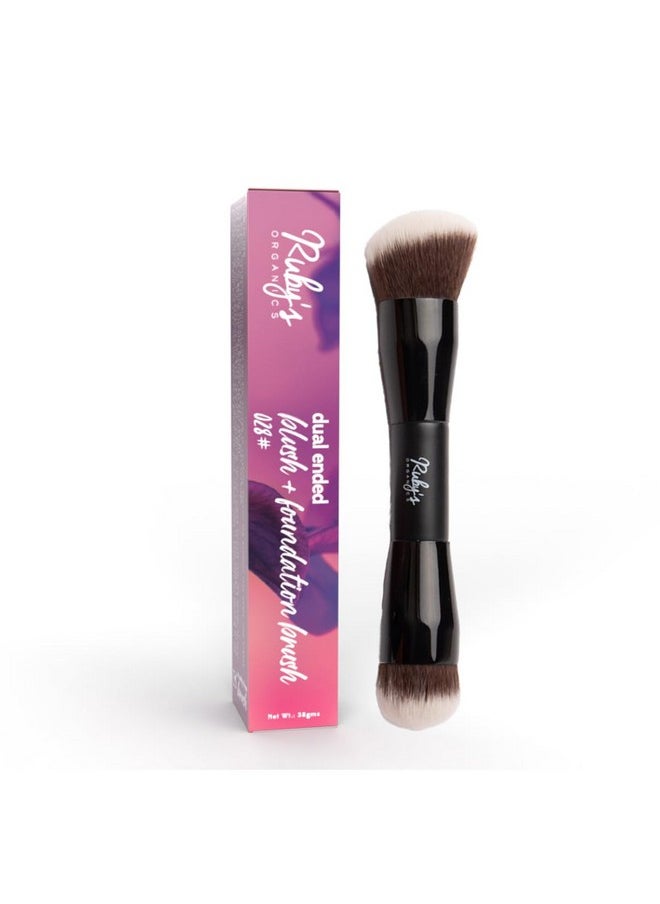Ruby's Organics - Ruby's Organics Dual Ended Makeup Brush For Face Makeup - Multipurpose Brush For Foundation, Concealer, Blush And Compact For Flawless Finish, Blending And Powder Brush, Cruelty-Free, Large Coverage Makeup Tool - Image 1