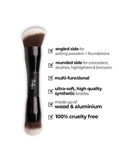 Ruby's Organics Ruby's Organics Dual Ended Makeup Brush For Face Makeup - Multipurpose Brush For Foundation, Concealer, Blush And Compact For Flawless Finish, Blending And Powder Brush, Cruelty-Free, Large Coverage Makeup Tool  - Image 5