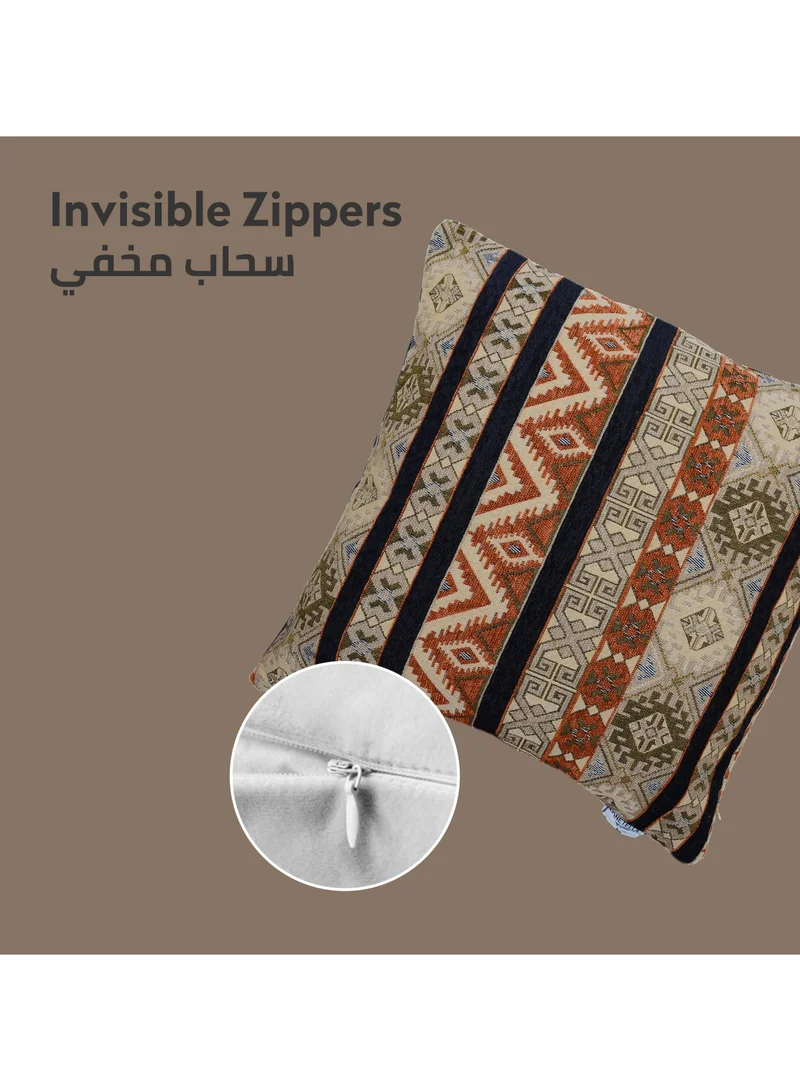 Donetella Cushion Cover,45X45 Cm (18X18 inch) 1-Pcs Decorative Throw Pillowcases Without Filler With Beautiful Abstract Art For Sofa Bed Living Room And Couch, Brown Grey