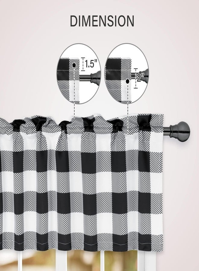 Simple Deluxe Buffalo Plaid Curtains, Black and White Farmhouse Design Blackout Valances Window Treatment for Kitchen Windows, Living Room, Farmhouse, Bedroom, 52" W x 15" L - Image 5