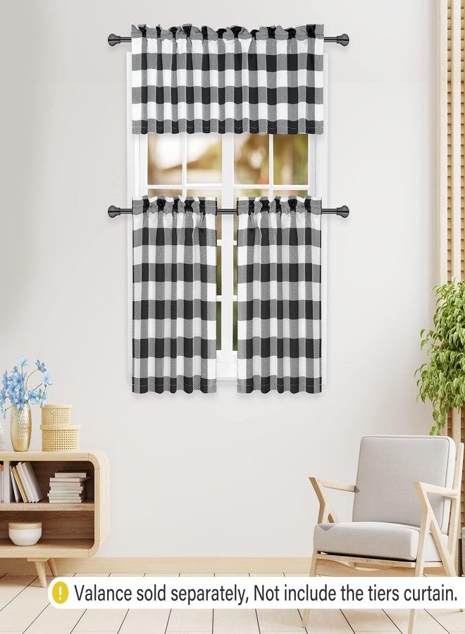 Simple Deluxe Buffalo Plaid Curtains, Black and White Farmhouse Design Blackout Valances Window Treatment for Kitchen Windows, Living Room, Farmhouse, Bedroom, 52" W x 15" L - Image 4