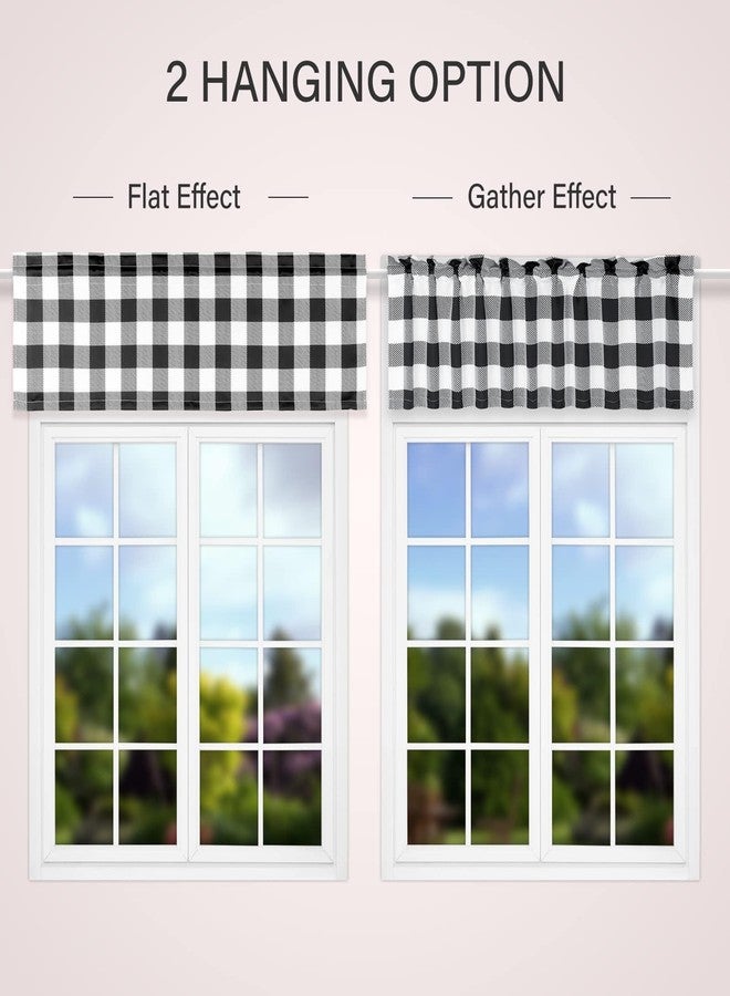 Simple Deluxe Buffalo Plaid Curtains, Black and White Farmhouse Design Blackout Valances Window Treatment for Kitchen Windows, Living Room, Farmhouse, Bedroom, 52" W x 15" L - Image 3