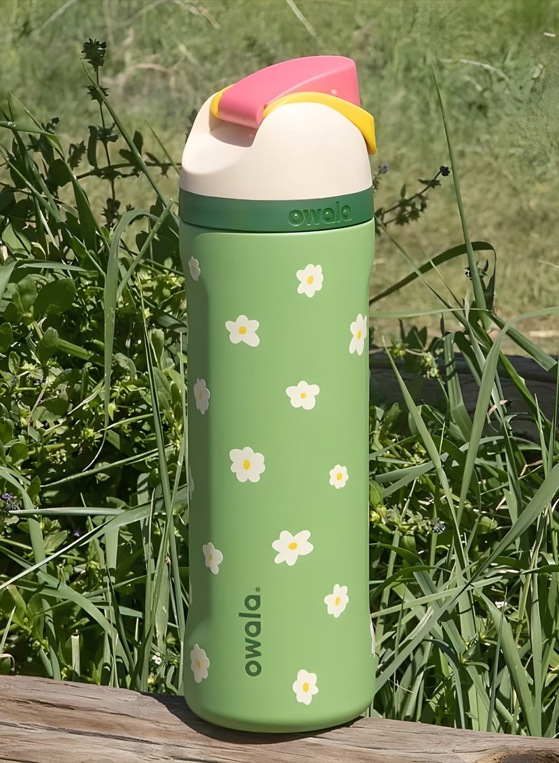 زجاجة مياه معزولة من الفولاذ المقاوم للصدأ من فريسيب مع مصاصة للرياضة والسفر والمدرسة، زجاجة مياه رياضية خالية من مادة BPA، 24 أونصة - Image 1